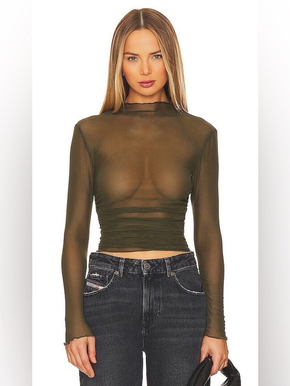 NWT By.Dyln Nina Top in Olive Green Size Medium Khaki